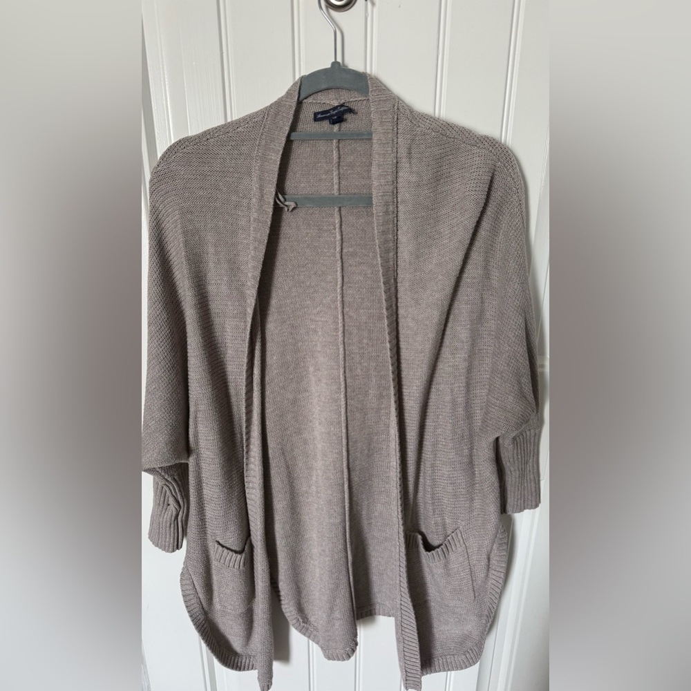 American Eagles Women's Taupe Open-Front Sweater